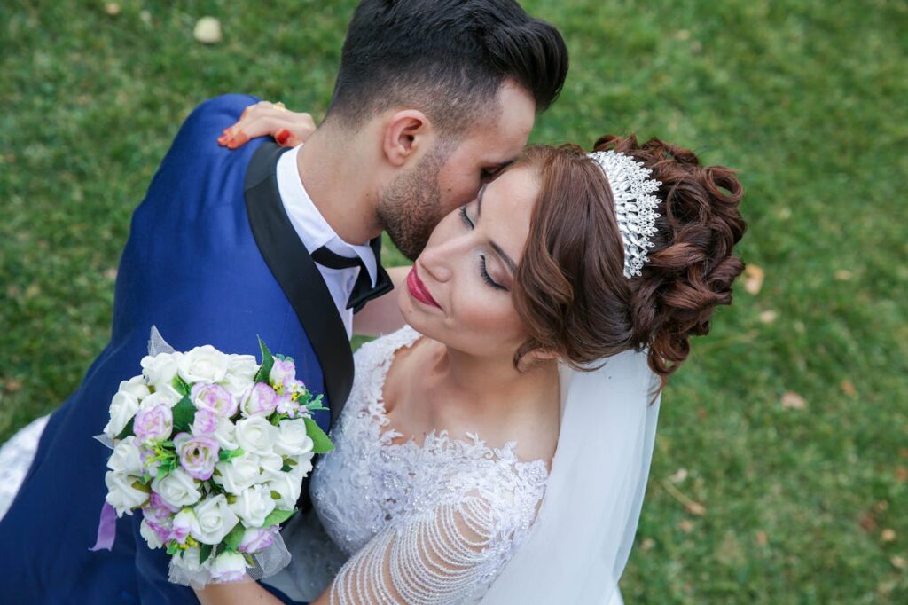 Happy Couple Holding Flower